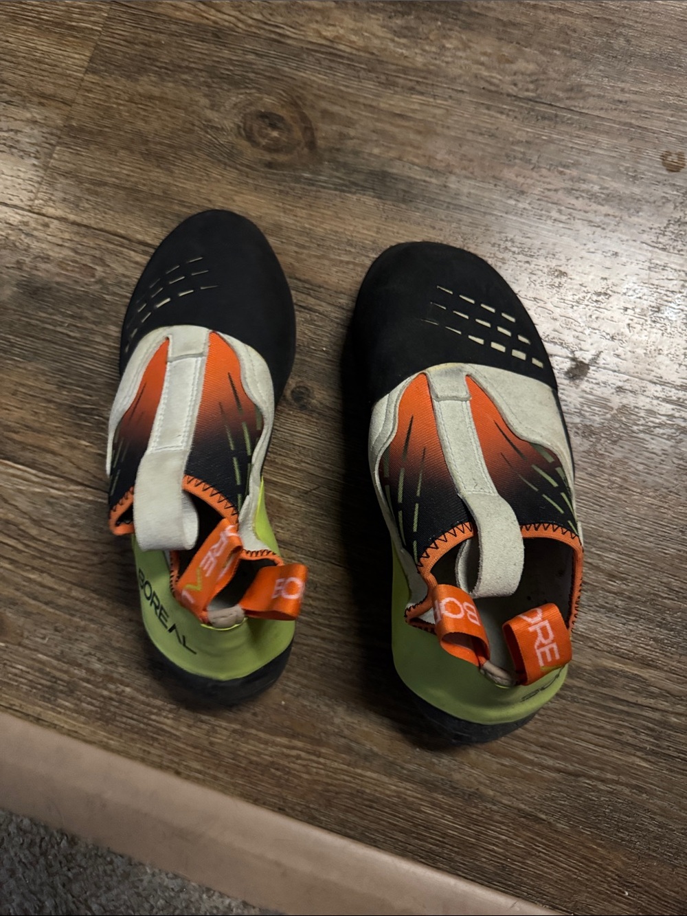 La Sportiva Black, Orange & Lime Slip-On Climbing Shoes